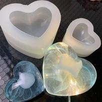 Meilės širdies krištolinė silikoninė forma 3D amatai tortų dekoravimui „pasidaryk pats“ žvakių dervos muilo gipso gamyba S