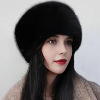 Moteriška kepurė Storo kailio kepuraitė žieminė šilta kepurė Moteriška mada Moteriška kepurė su ausinėmis Kepurė juoda