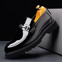 FashionCow Leather Commuter Glitter Leather Dress Shoe Man Fashion Casual Spring Autumn New Designer Platform Luxury Shoes Man 38 juoda