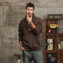 Stand-Up Collar Lazy Wind Heavy Sweater Men'S Autumn Three-Dimensional Letter Printing Loose Casual Long-Sleeved Top L ruda