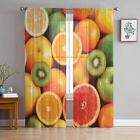 Fruit Orange Kiwi Tangerine Curtain Window Tulle For Living Room Bedroom The Kitchen Window Treatment Decorations Curtains W135 x H114cm