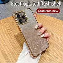 For Iphone 15 Pro Max 16 Plus 14 13 Promax 12 11 Xr Xs X Se Glitter Plating Silicone Soft Case Four Corner Anti-shock Cover For Iphone 16 gray