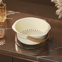 Beverage Chilling Container, Ice Holder for Drinks, Wine Storage Bucket Events Beige and Basket