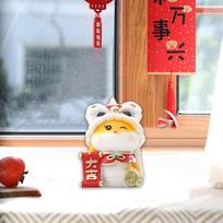 Cartoon Snake Ornament for Office Shelf Feng Shui Figurine Desktop Decor Holding Pendant white