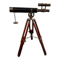 Žalvarinis teleskopas su trikoju - Jūrinis piratiškas žiūronas - Geriausia prizminė optika - Unikali dovana tėčiui ir broliui black