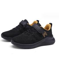 Fashion Spring Children Knit Tennis Shoes Kids Comfortable Soft Sneakers Girl Fashion Breathable Running Shoe Casual Sport Shoes SZIE 39 28 black