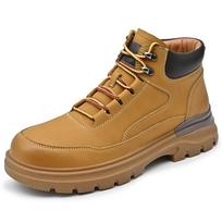 Fashion Brand Winter Boots Lace Up Fur High Quality Plush Cowboy Boots Men Thick Sole Genuine Leather Outdoor Boots Fashion Luxury Boots 38 geltona