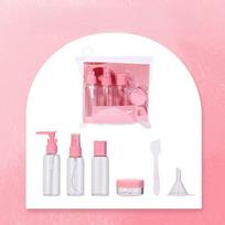 7-piece Travel Set Bottle 50ml Cosmetics Separate Bottle Spray Bottle Pressed Bottle Cream Box Portable Spray Bottle rožinė