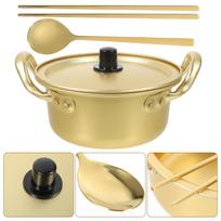 Premium Aluminum Instant Noodle Pot Cookware with Handle Non Stick Corrosion Resistant Korean Ramen Soup for Grilling beige