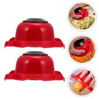 2 Pcs Vegetable Food Slicer Finger Vegetables Protective Case Small Tools Practical Protector Kitchen Child red