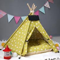 Pet Tent Teddy VIP Small and Medium Dog Kennel Cat House Canvas Fabric Wooden Pet House S (40 × 40 × 50cm) brown