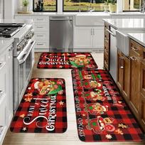 Christmas Kitchen Mat Flannel Anti-Fatigue Rugs with Gingerbread & Train  Machine Washable Rug for Living Room Bedroom Dining 1pc-40x60cm