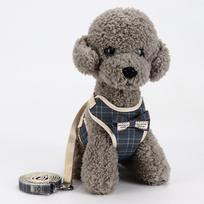 Dog  Leash  Set Chest Strap + Traction Rope Comfortable Breathable Vest-type Bowknot Evening Dress gray