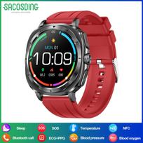 SACSODING NFC Smart Watch 1.43inch Amoled  Health Monitoring Voice Assistant SOS Outdoor Sports Fitness Tracker Women Men Smartwatch black