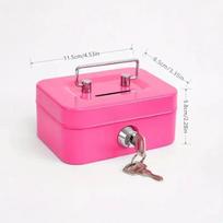 Metalinė grynųjų pinigų dėžutė Mini seifo užrakinimo dėžutė Pinigų bankas Metalinė monetų banko apsaugos dėžutė Tvirta, nešiojama grynųjų pinigų dėžutė vaikams monetų rinkimui rožinė