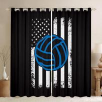 Volleyball Curtains Sports Game Theme Curtains Drapes for Kids Boys Girls Bedroom Abstract Window Curtain Blackout Drape W55 X H120cm X 2&HOOK white