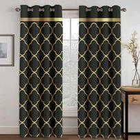 Luxury Black Gold Geometric Custom CheapWindow Curtains Blinds For Living Room Kids Bedroom Bathroom Kicthen Door Home Decor2Pcs W65X60H(cm)X2Pcs&Hook