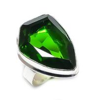 Peridot brangakmenio rankų darbo 925 sterlingų sidabro papuošalų žiedas 7 dydžio Q5d36 green