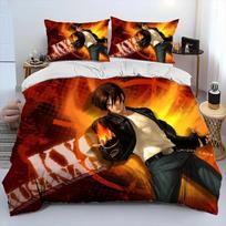 3D Print King of Fighters Retro Game Bedding Set Duvet Cover Bed Set Quilt Cover Pillowcase Comforter king Queen Size Boys Adult 70x133cm 2pcs gray