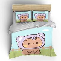 3D Bubu Dudu Cartoon Cute Bear Kawaii Christmas Gift King Twin Double Child Bedding Set Microfiber or Polyester Duvet Cover Set 70x133cm 2pcs