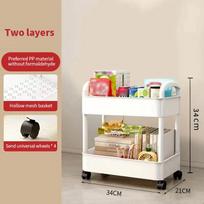 Storage Rack Storage Rack with Wheels Household Multi-layer Small Cart Storage Rack Floor To Floor Kitchen Bedroom Bathroom white