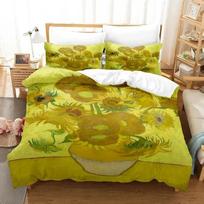 3D Print Van Gogh Bedding Set Duvet Cover Bed Set Quilt Cover Pillowcase Comforter king Queen Size Boys Adult Bedding Set EU Single 135x200cm yellow