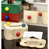 tissue box pen holder makeup brush storage desktop storage box cute tissue paper storage box hot selling beige
