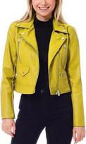 Women's 100% Stylish Yellow Authentic Soft Lambskin Biker Leather Jacket Zip Up XS geltona