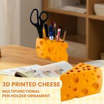 3D Printed Cheese Pen Holder Storage Box, Decorative Desktop Ornament For Storage One Size geltona