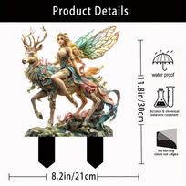 Magic Deer and Forest Spirit Garden Pile Card Acrylic Garden Ground Pot Decoration Scene Embellishment 21 x 30cm brown