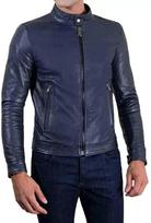 Stylish Men's Pure Soft Leather Jacket Blue Handmade Fashionable Biker Casual XS mėlyna