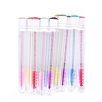 50 vnt vienkartinis kristalinis blakstienų šepetėlis, atskiras su vamzdiniu blakstienų šepetėliu blakstienų priauginimui Crystal rod tube brush white