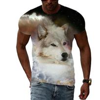 Animal Male Wolf T-shirt Fashionable Casual Trend Personalized 3D Printed Short Sleeved Hip-hop T-Shirts Men’s S gray