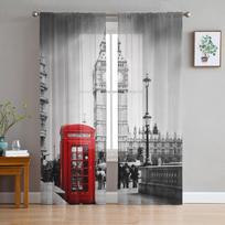 Tower Of London Uk Big Ben Sheer Curtains for Living Room Decoration Window Curtains for Kitchen Tulle Voile Organza Curtains W135 x H115cm x1