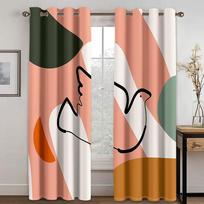 Geometric Abstract Art Anthestic Morandi Window Curtains Blinds For Living Room Bedroom Kicthen Office Door Blinds Windows 2Pcs 100W130H(CM)40x51in&rod pocket