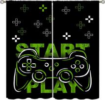 Cartoon Gamepad Switch Curtains for Boys Bedroom Graffiti Words Video Games Window Drapes Game Players Living Room Decoration Milled cotton fabric&Rod Pocket red