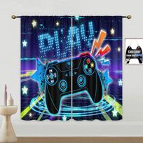 Hippie Gaming Curtains for Boys Bedroom, Game Controller, Cool Red, 2 Panel Window Curtains for Kids, Teens Gamer, Room Decor 100W160H(CM)40x63in&Hook