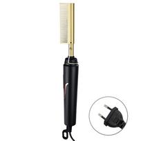 Mini Hair Straightener Rechargeable Mini Hot Comb 3 Gear Temperature Electric Straightening Comb Quick & Dry Use for Home Travel beige
