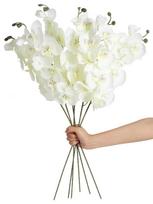 6 Pcs Non-woven Fabric Fake Flower Artificial Phalaenopsis 26.7in Long Stem European Photography Props Dining Table Wedding Outdoor Home Decoration balta