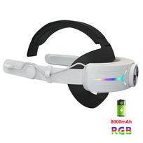 Galvos dirželis su „Meta Quest 3“ / „Quest 3S“ VR ausinių įkrovimo baterija Įtaisytosios 8000 mAh baterijos RGB Elite dirželio priedai balta
