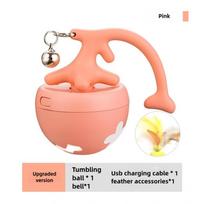 Pet Smart Ball Toy Fishbone Rolling Ball USB Luminous Electric Cat Ball Fun Relaxation Cat Stick Pet Accessories beige