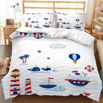 Cute Ocean Animal Duvet Cover Microfiber Marine Life Print Bedding Set Sea Turtle Coral Comforter Cover For Boys Girl Room Decor 70x133cm 2pcs white