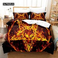 Satanic Duvet Cover Satan Goat Inverted Pentagram Skull Comforter Cover Quilt Cover Bedroom Decoration for Women Men Children EU single(135x200cm)