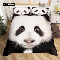 Black and White Panda Duvet Cover Boys Girls Cute Giant Panda Duvet Cover Set Kids Cartoon Animal Pattern Comforter Cover Decor EU single(135x200cm) white