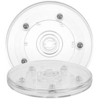 2 Pcs Tray Acrylic Transparent Turntable Revolving Condiment Holder Metal Round Rotating Seasoning Bottle gray