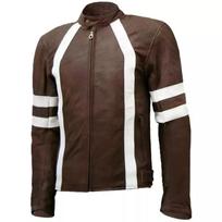 Handmade Brown Stylish Lambskin Leather Men's Genuine Biker Motorcycle Jacket S ruda