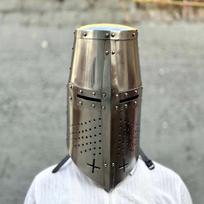Viduramžių kryžiuočio šalmas Fantazijos kario šalmas SCA LARP Riterio šalmas 18 matuoklės M plieno Viduramžių Teutonų riterio šalmas gray