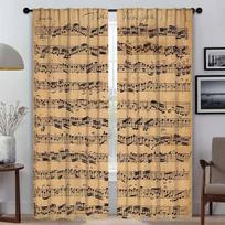 Curtains for Living Room Curtain for Room 2 Panel Vintage Music Note Home Interior Curtains Partition Halloween Decoration Child W60xH90cmx2pcs-CL