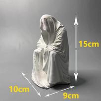 Ghost Wizard Death Robe Desktop, Creative Gypsum Sculpture Ornaments, Retro, Niche, Strange Party Gifts šviesiai pilka spalva
