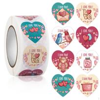 Bulk Valentines Stickers for Crafts Labels Waterproof Gift Box Envelope Seals Love Heart Style B